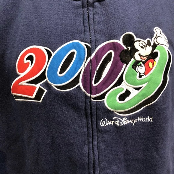 Walt Disney World Mickey Mouse 2009 Sweatshirt Zippered Blue Medium Disneyland - Picture 2 of 4